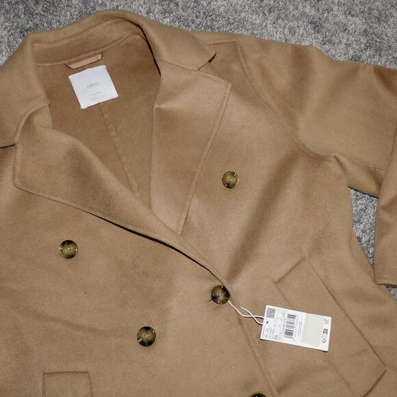 MANGO MNG Women's Handmade Oversized Wool Coat In Medium Brown NEW Size M - Picture 2 of 5